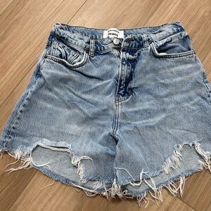 Reformation Light Blue Frayed Jean Shorts